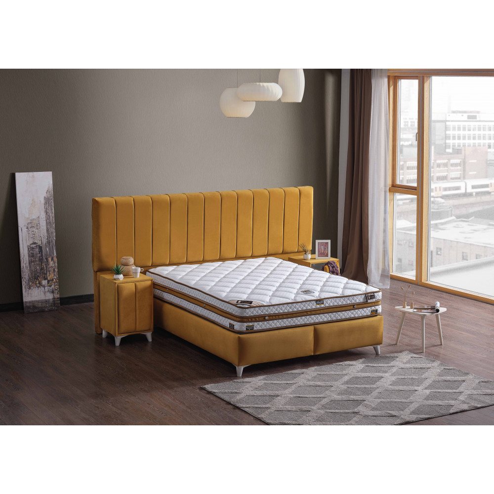 LONDON  BOX SPRİNG AND HEADBOARD SET(160x200) -  Koltukevim Inegol Online Furniture Store